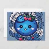 Carte Postale Fruits mignons Blueberry délice (Devant / Derrière)