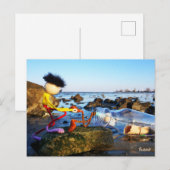 Carte Postale Fubby avec un siffleur en bord de mer. (Devant / Derrière)