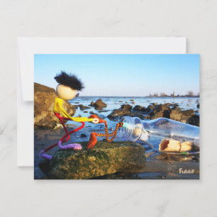 Carte Postale Fubby avec un siffleur en bord de mer.