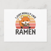 Carte Postale Fuchs J'aime vraiment les ramen sucrés et mignons  (Devant)