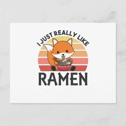 Carte Postale Fuchs J'aime vraiment les ramen sucrés et mignons  (Devant)