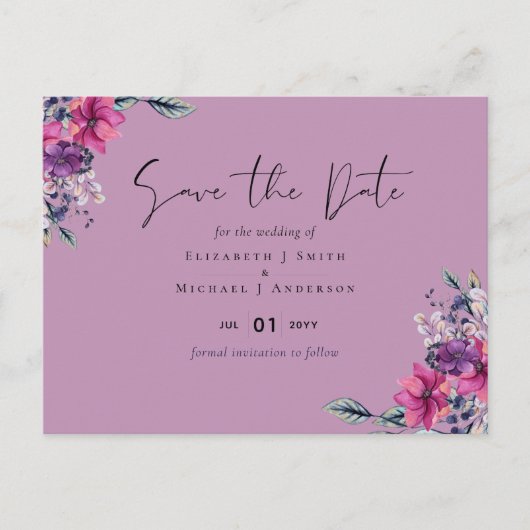 Carte Postale Fuchsia Dreams coordonne Sage and Deep Pink (Devant)