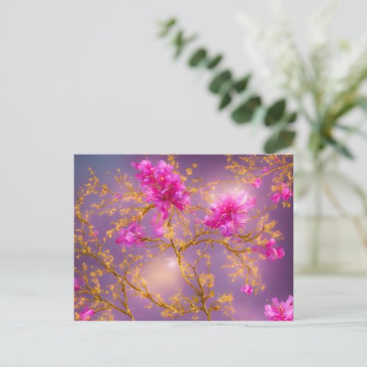 Carte postale Fuchsia et Gold Florals (Debout devant)