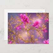 Carte postale Fuchsia et Gold Florals (Devant / Derrière)