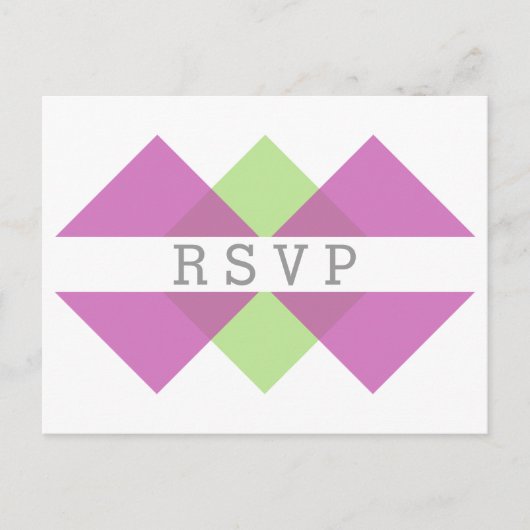 Carte postale Fuchsia Green Geometry Triad RSVP (Devant)