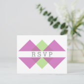 Carte postale Fuchsia Green Geometry Triad RSVP (Debout devant)