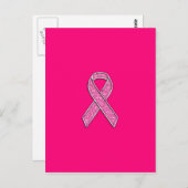 Carte Postale Fuchsia Parties scintillant Style Pink Ribbon Sens (Devant / Derrière)
