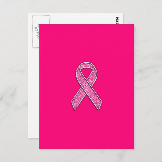 Carte Postale Fuchsia Parties scintillant Style Pink Ribbon Sens (Devant / Derrière)