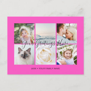 Carte Postale Fuchsia Personnalisé 6 photos Universal Greetings