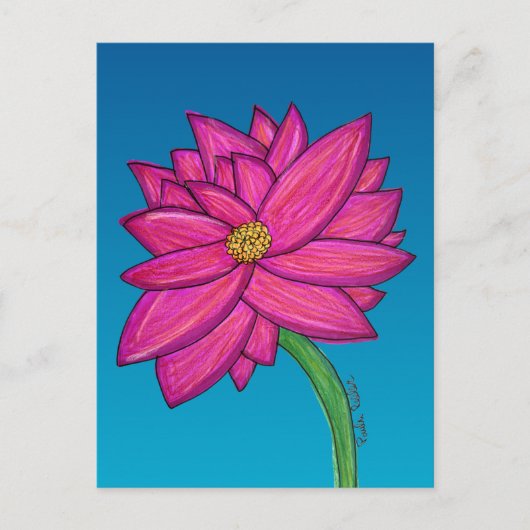 Carte Postale Fuchsia Pink Flower with blue background (Devant)