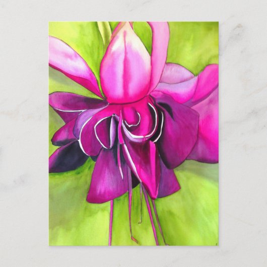 Carte Postale Fuchsia pop art watercolour flower (Devant)