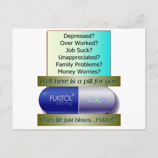 Carte Postale Fukitol, le travail craint, trop travaillé, pas de (Devant)