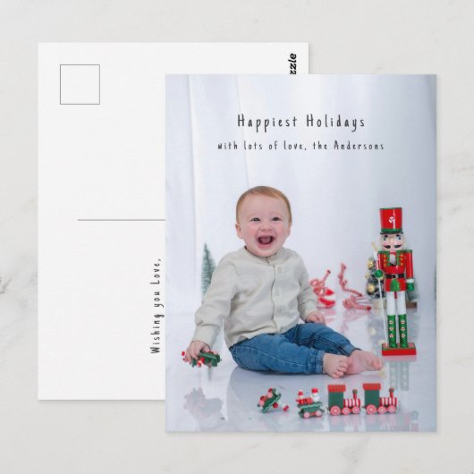 Carte Postale Full Bleed Minimal Photocard Simple Holiday  (Devant / Derrière)
