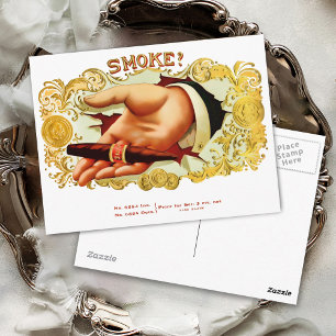 Carte Postale Fumée? Étiquette de boîte à cigares vintage