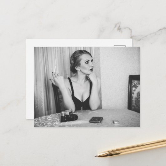 Carte Postale Fumée rétro (Devant/Arrière en situation)