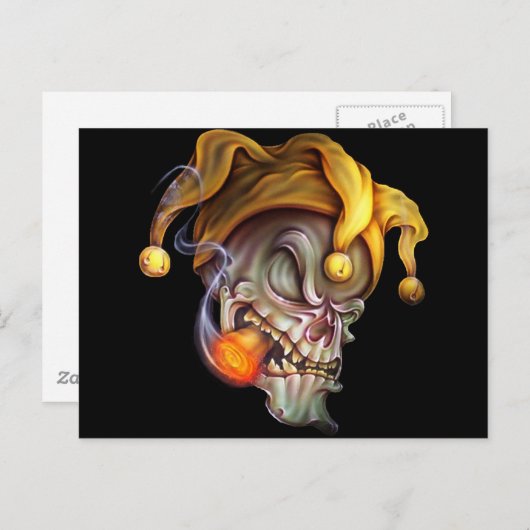 Carte Postale Fumer le crâne Jester (Devant / Derrière)