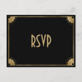 Carte Postale Fun Black Gold Art Déco Options de repas Mariage R (Devant)