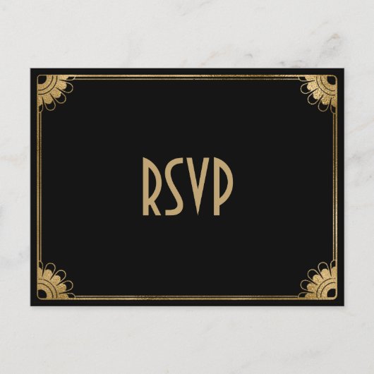 Carte Postale Fun Black Gold Art Déco Options de repas Mariage R (Devant)