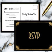 Carte Postale Fun Black Gold Art Déco Options de repas Mariage R
