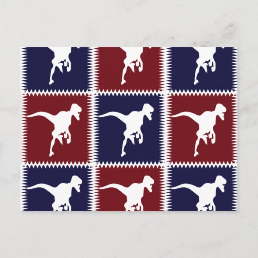 Carte Postale Fun Blue Red T Rex Dinosaur Carré Motif (Devant)
