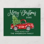 Carte Postale Fun Calliage Vintage Camion Arbre Noël Vert (Devant)