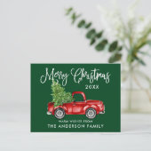 Carte Postale Fun Calliage Vintage Camion Arbre Noël Vert (Debout devant)