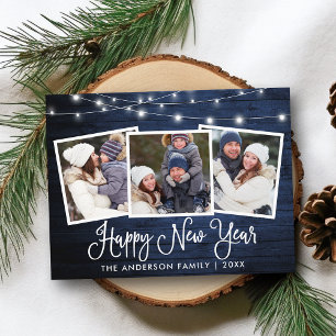 Carte Postale Fun Calligraphie Wood Lights 3 Photo Bonne année