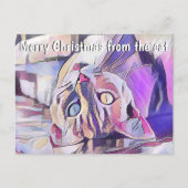 Carte Postale Fun Cat Pop Art Joyeux Noël Fêtes Salutations (Devant)