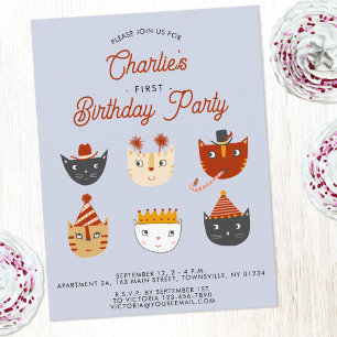 Carte Postale Fun Chat Personnalisé 1er Anniversaire Fête Invita