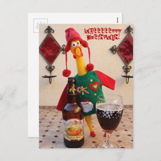 Carte postale Fun Chicken Christmas ! (Devant / Derrière)