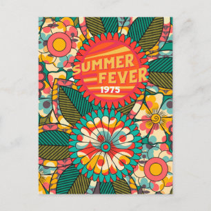 Carte Postale Fun Coloré Retro Feu d'été Floral
