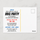 Carte Postale Fun Comic Style Any Age Birthday Party BBQ Blue (Dos)