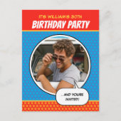 Carte Postale Fun Comic Style Any Age Birthday Party BBQ Blue (Devant)
