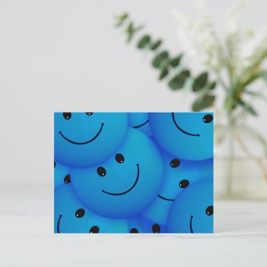 Carte Postale Fun Cool Happy Blue Faces (Debout devant)