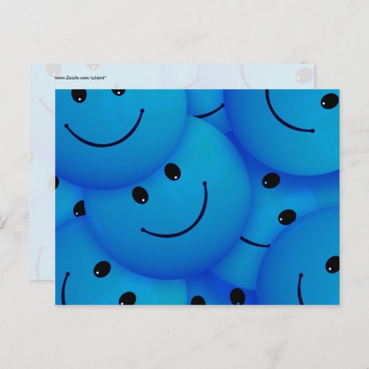Carte Postale Fun Cool Happy Blue Faces (Devant / Derrière)