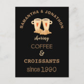 Carte Postale Fun Couple Dit Café Croissants Noms Date Pos (Devant)