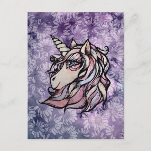 Carte Postale Fun cute unicorn art unicorns design (Devant)