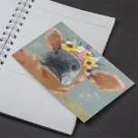 Carte Postale Fun de ferme - Vache avec couronne de fleurs<br><div class="desc">Farm Fun II par Jade Reynolds. Comprend une vache brune portant une couronne de fleurs.</div>