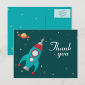 Carte Postale Fun extra-spatiale roquette anniversaire merci car (Devant / Derrière)