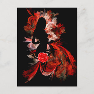 Carte Postale Fun flirt adulte romantique femme sur rouge