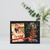 Carte Postale Fun Floral Art Moderne Arbre de Noël Photo (Debout devant)