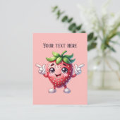 Carte Postale Fun fraise fruit ajouter message (Debout devant)
