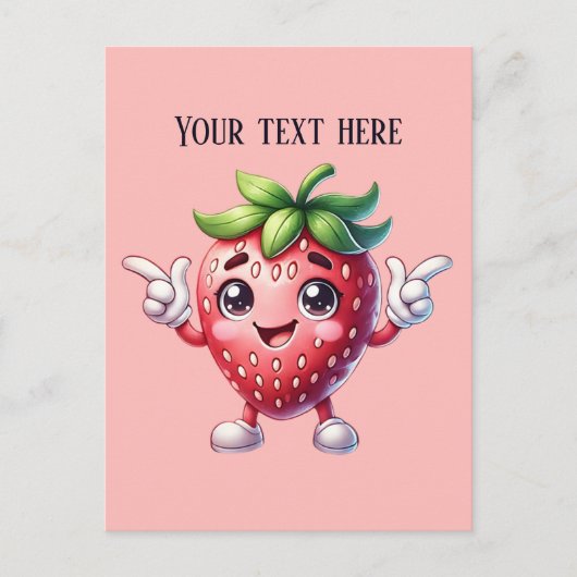 Carte Postale Fun fraise fruit ajouter message (Devant)