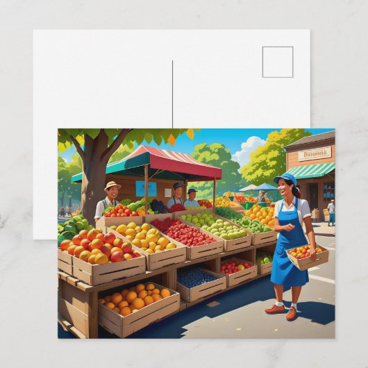 Carte Postale Fun fresh fruit vendors (Devant / Derrière)