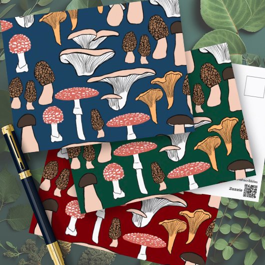 Carte Postale Fun Fungi Motif de champignons