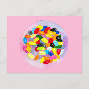 Carte Postale Fun gelée bonbons haricots aquarelle