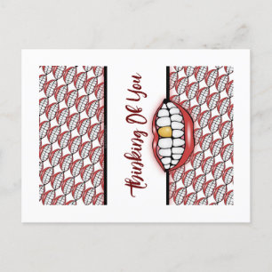 Carte Postale Fun Golden Tooth Red Lips