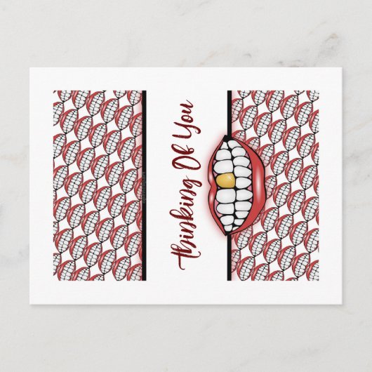 Carte Postale Fun Golden Tooth Red Lips (Devant)
