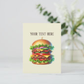 Carte Postale Fun Hamburger add message business name (Debout devant)