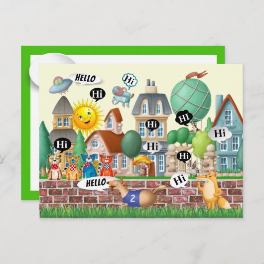 Carte postale Fun HELLO (Devant / Derrière)